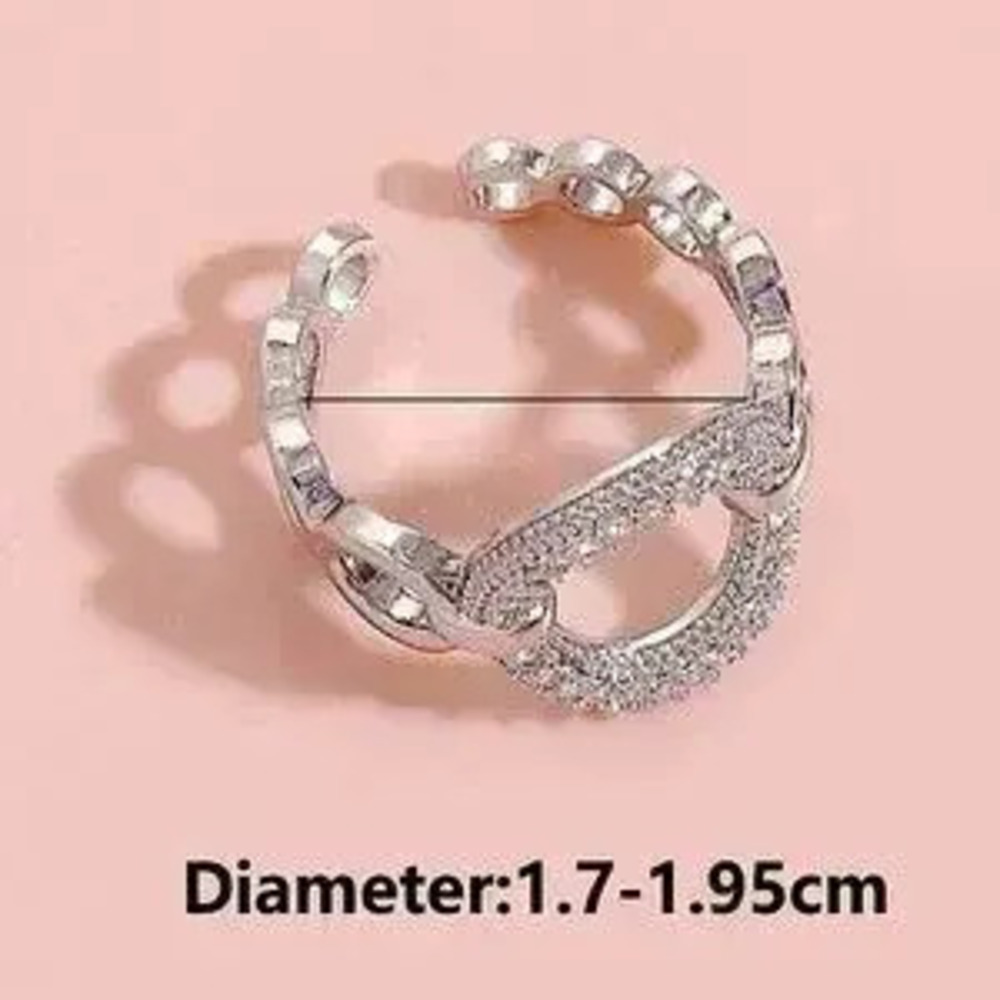 SILVER ZIRCON RING O LINK MINIMALIST RING - Picture 3 of 4